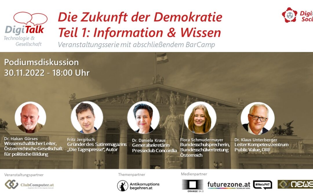 Nachlese DigiTalk 11/2022Information u. WissenSerie Zukunft der Demokratie